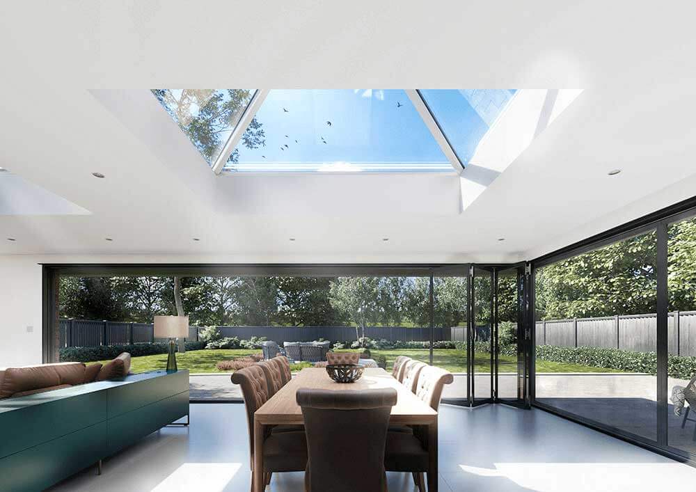 Brett Martin roof lantern in a dining room